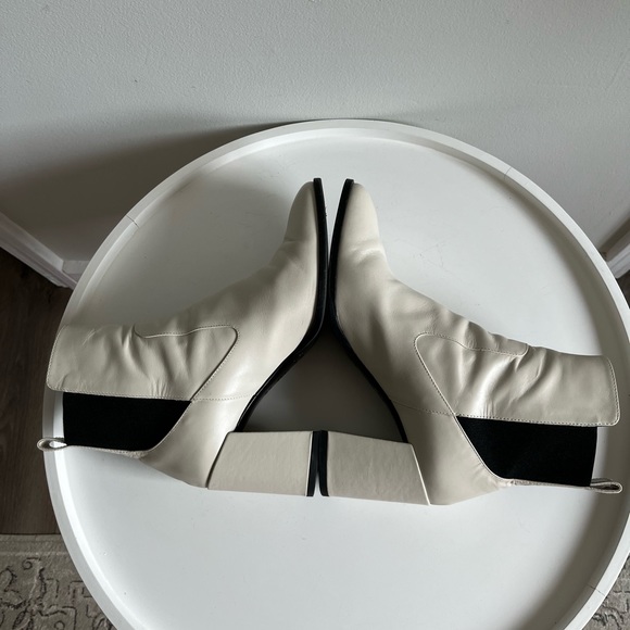 Via Spiga Delaney White Leather Square Toe Boots Size 8M - Picture 7 of 12